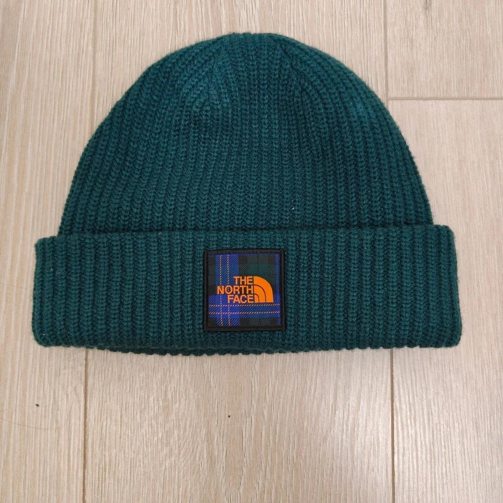 The North Face Unisex Salty Dog Beanie Teal Green Ribbed Knit Jersey Lined Hat